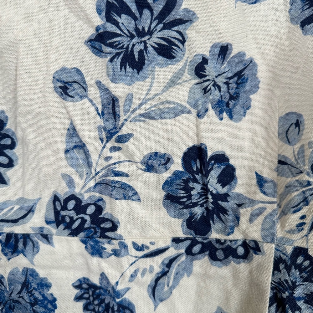 Lulu's‎ Blue White Floral Linen Blend Open Back Long Sleeve Mini Dress XL NWT - Picture 6 of 9